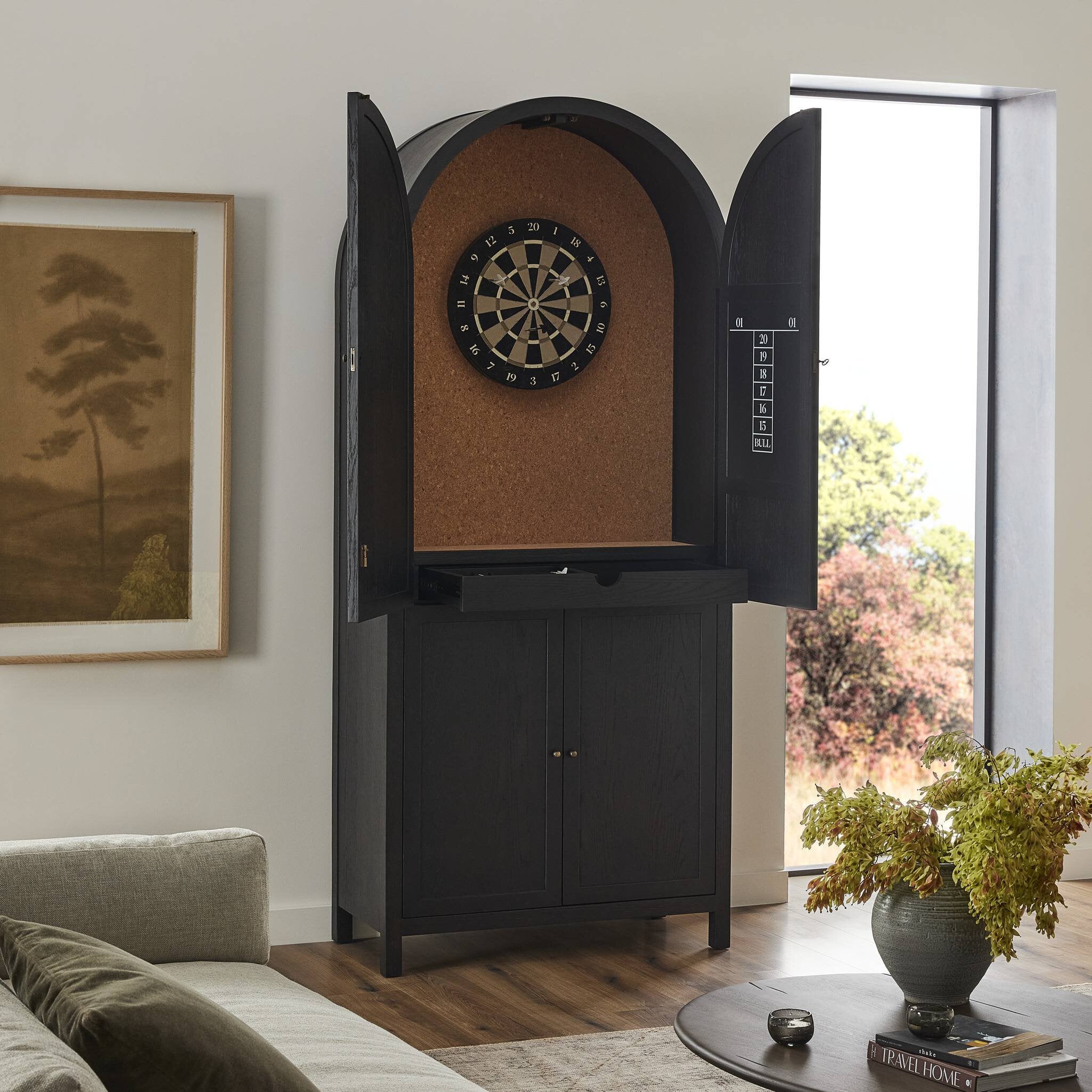 Four Hands Brushed Brass Darts Cabinet